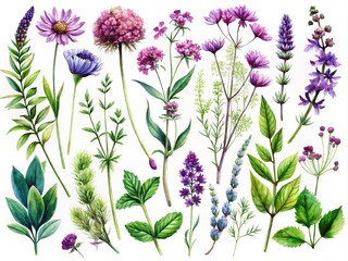 Watercolor art prints showcasing purple floral silhouettes.
