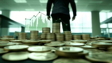 Financial growth analysis office setting business infographic corporate environment professional viewpoint economic insights