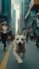 dog in the park, happy puppy running, lovely pet