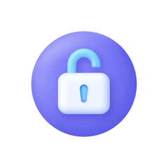 3D Padlock security icon. Shield with padlock symbol. Cyber security to Protect Personal Data. Padlock icon.