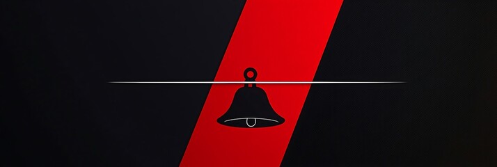 Dark charcoal and bright red split-screen banner with a Christmas bell silhouette spanning the sections, accented by a thin silver line and subtle shadow for depth, bold and modern