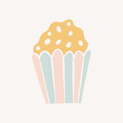 Doodle cupcake isolated on white. Dessert, bakery. Cupcake icon. Flat illustration of sweet muffin. birthday cake isolated on white background