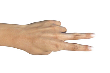 mano segno della mano numero 2 o vittoria su fondo trasparente isolato