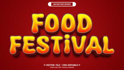 Food festival editable 3d vector text style effect  