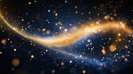 Fototapeta premium A beautiful abstract background with shimmering golden and blue particles.