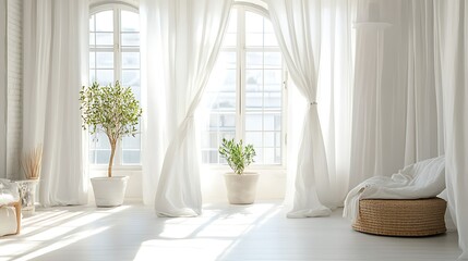 Fototapeta premium Beautiful Colored Mockup Bedroom Interior Blank Poster Decoration Art Background Image, generative AI