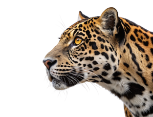 Jaguar head isolated on transparent background.AI GENERATED
