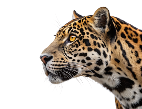 Jaguar head isolated on transparent background.AI GENERATED