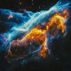Fototapeta premium Cosmic nebula bursting with vibrant colors in a vast galaxy expanse