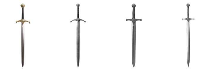 Foil sword isolated on transparent background, Set of