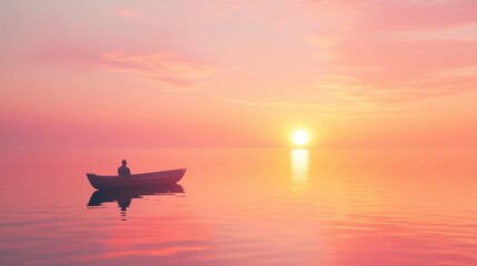 Peaceful Solitude at Sunset: A Serene Moment on the Lake
