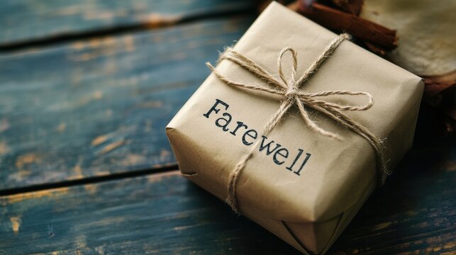 A simple brown paper gift tied with twine says farewell in a heartfelt farewell scene