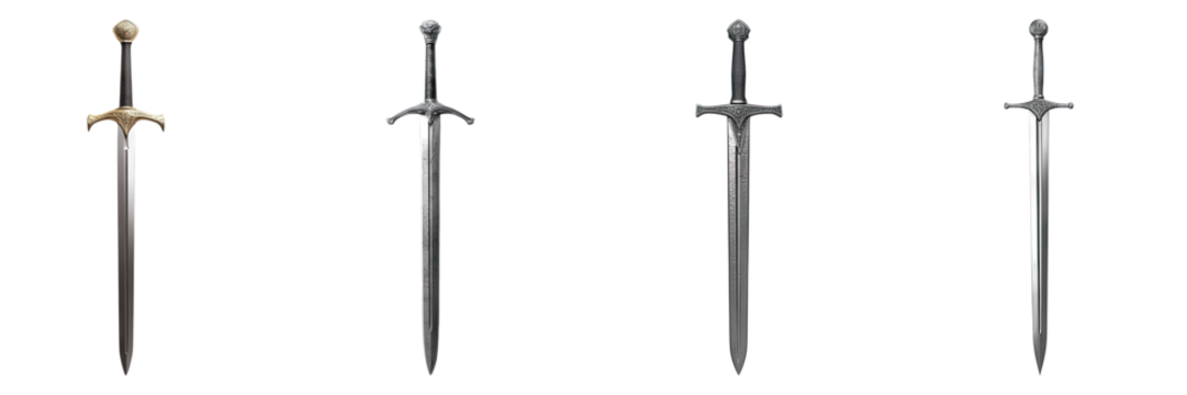 Foil sword isolated on transparent background, Set of