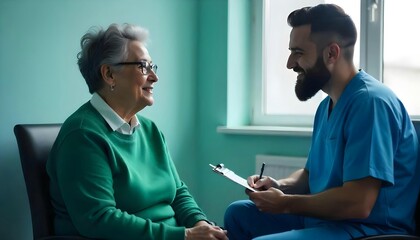 doctor talking to senior patient