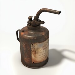Antique Oiler Can with Worn Label Game Art Concept Isolated on White Background