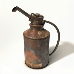 Industrial Vintage Oil Can with Curved Handle Game Art Concept Isolated on White Background