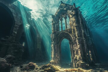 Naklejka premium Ruined Church Underwater