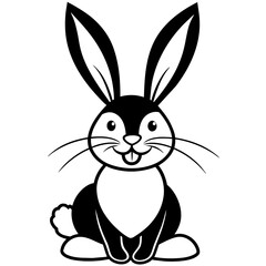 Obraz premium Adorable Smiling Rabbit with Heart - Cute Kawaii Illustration on White Background