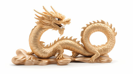 Fototapeta premium Chinese golden dragon isolated on white background. golden traditional chinese dragon isolated on white background. Golden Dragon Myth. Illustration