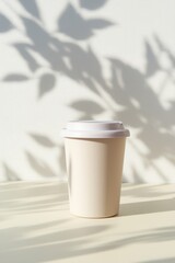 a clean white mockup of a coffee packaging, white background, studio enviroment.