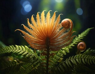 a mysterious fern in a fairy forest