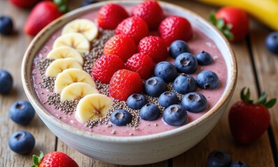 Vibrant fruit smoothie bowl with berries