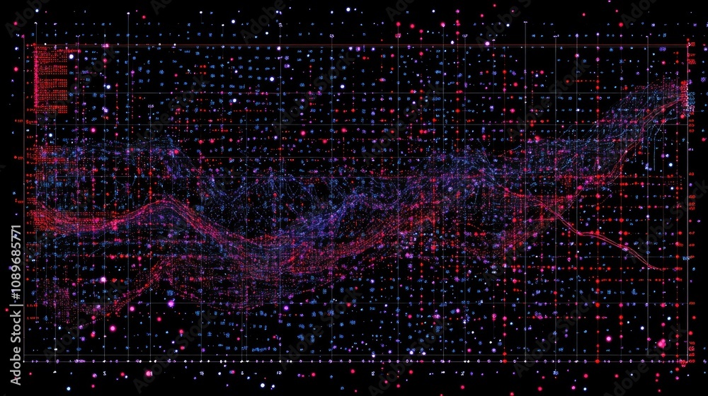  abstract data visualization with colorful circles and lines representing trends and patterns in a co