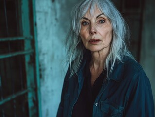 Obraz premium Woman with Gray Hair