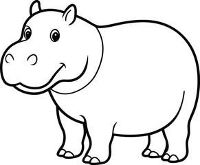 Obraz premium Hippopotamus Line Art