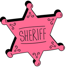 Pink cartoon sheriff star