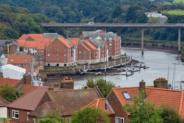view of the old town in Whitby - North Yorkshire - united kingdom