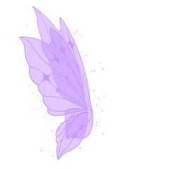 Transparent purple fairy wings with glitter side view