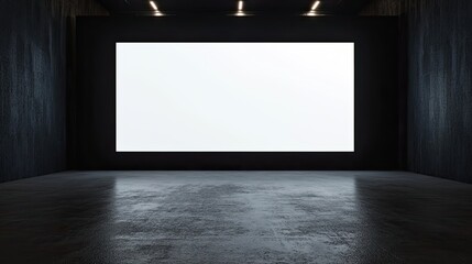Blank screen in dark modern room.