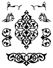 Arabesque vector set for design. 
Arabesque decor black on white illustration
