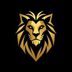 Fototapeta premium Premium Golden Roaring Lion Face Logo Radiating Luxury and Refinement in Elegant Vector Design