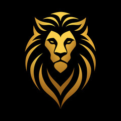 Premium Golden Roaring Lion Face Logo Radiating Luxury and Refinement in Elegant Vector Design
