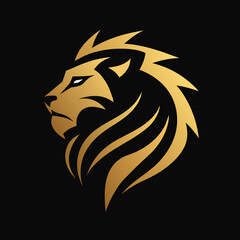 Premium Golden Roaring Lion Face Logo Radiating Luxury and Refinement in Elegant Vector Design