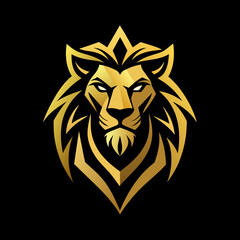 Premium Golden Roaring Lion Face Logo Radiating Luxury and Refinement in Elegant Vector Design