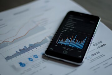 Corporate finance analysis on smartphone screen