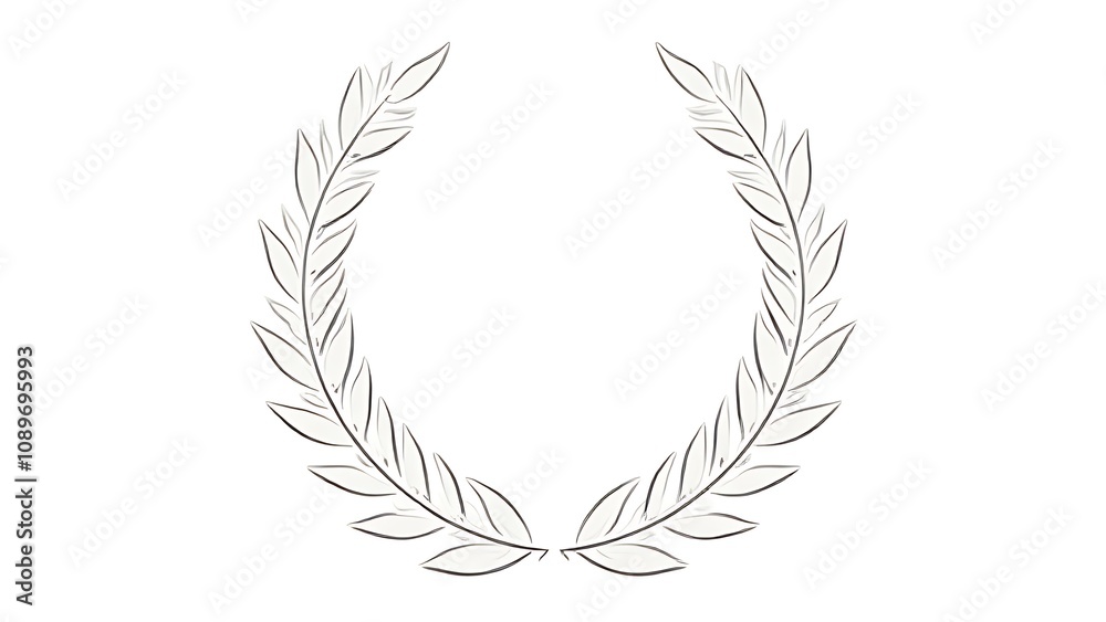 Poster a laurel wreath is set around a frame icon on a white background with awards, trophies, and foliage 