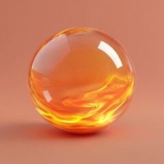 Captivating Amber Orb: A Mesmerizing Glass Sphere of Fiery Light