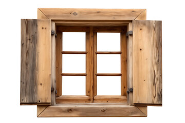 wooden window frame isolated on white background.AI GENERATED