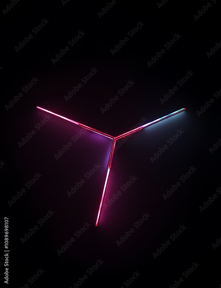 Aufkleber Angular shapes in neon colors against a solid black backdrop create a striking visual effect for presentations and professional settings.