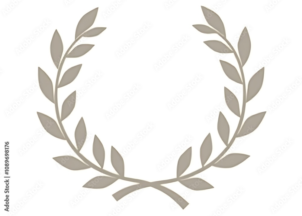 Poster aurel wreath symbolizes victory, featuring a simple solid style with branches and leaves, often asso
