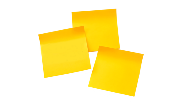yellow sticky post it notes isolated on white background.AI GENERATED