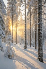 Naklejka premium Happy Christmas Day Background Design - Festive Holiday Decorations with Snow and Lights