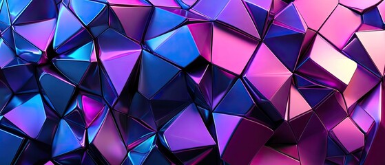 Obraz premium Abstract metallic purple and blue geometric shapes.