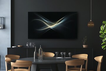 Abstract art with abstract abstract network patterns on a sleek black background