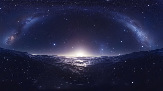 degree equirectangular projection of a wide cosmos featuring shining stars starry space backdrop environment map hdri spherical panorama 3d illustration. Galactic Starry Night. Illustration