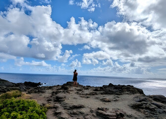 Looking over a cliff in Maui